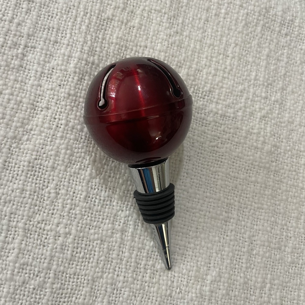 Pier 1 Imports Holiday Red‎ Jingle Bell Bottle Wine Stopper Christmas Gift - Picture 3 of 4